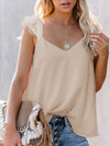 Emely Lace Detail V-Neck Cap Sleeve Blouse