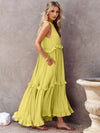 Zahra Ruffled Sleeveless Tiered Maxi Dress with Pockets