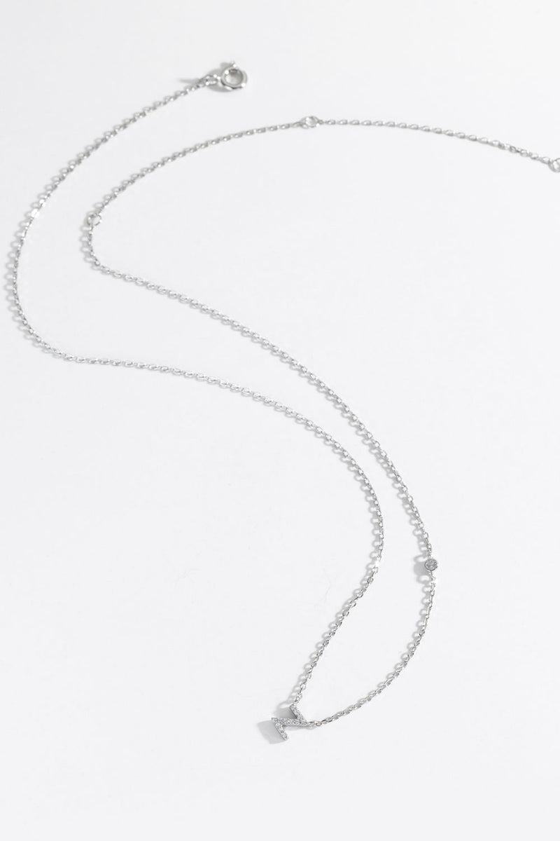 Angelina V To Z Zircon 925 Sterling Silver Necklace