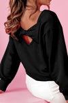 Maeve Bow Round Neck Long Sleeve Sweatshirt