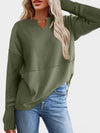 Nola Waffle-Knit Notched Long Sleeve T-Shirt