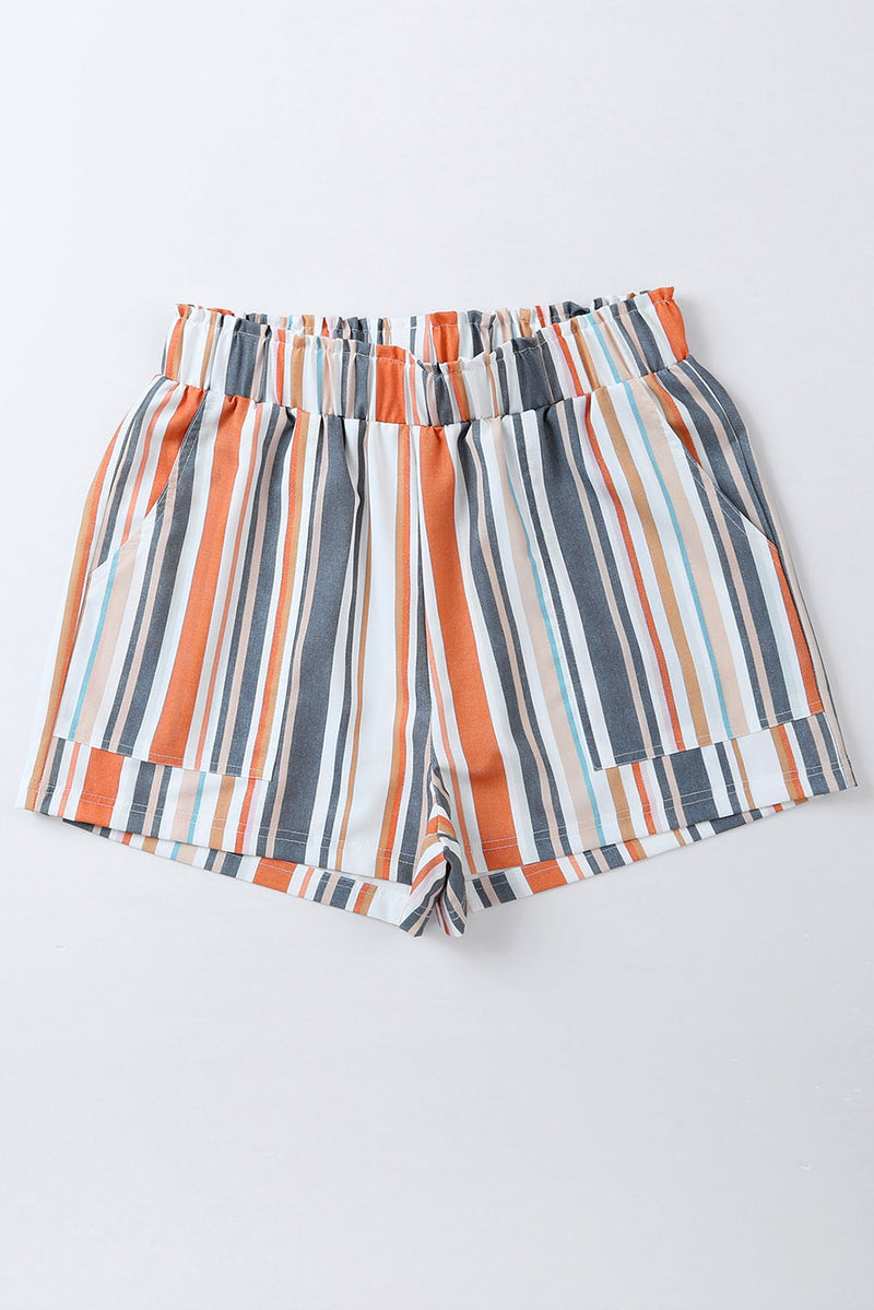 Pearl Striped Elastic Waist Shorts