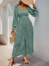 Lilian Smocked Printed Long Sleeve Wide Leg Jumpsuit