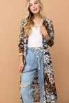 Helen Leopard Kimono Open Front Longline Cardigan