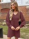 Amirah V-Neck Long Sleeve Sweater Dress