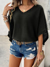 Marlowe V-Neck Batwing Sleeve Knit Top