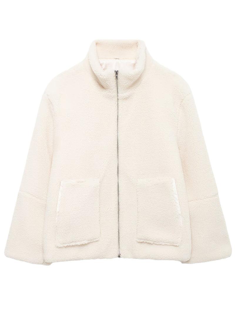 Alexandra Turtleneck Zip Up Long Sleeve Plush Jacket