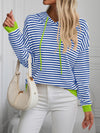 Lena Striped Long Sleeve Hooded Knit Top