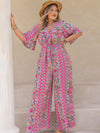 Julia Plus Size Printed Half Sleeve Wide Leg Jumpsuit