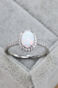 Brooklynn Opal 925 Sterling Silver Halo Ring