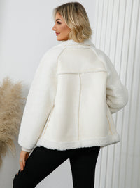 Love Pocketed Sherpa Zip Up Long Sleeve Jacket