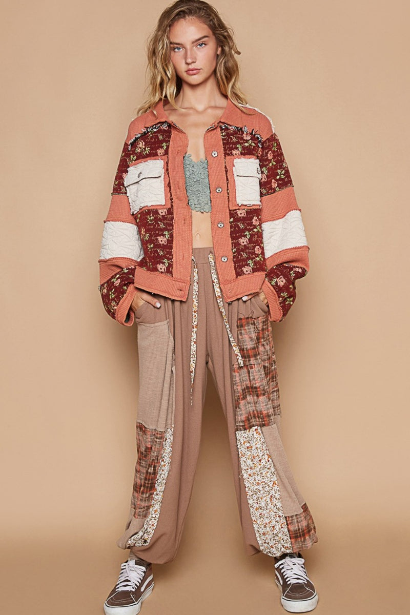 Rayna Washed Jacquard Color Block Jacket