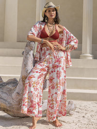 Jaylah Printed Open Front Half Sleeve Top and Pants Set