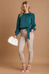 Journee Frill Tied Hem Long Sleeve Blouse