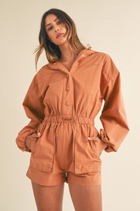 Cassidy Snap Down Long Sleeve Hooded Romper