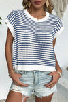 Luisa Striped Round Neck Sweater Vest