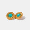 Kenna Artificial Turquoise Stainless Steel Gold-Plated Earrings