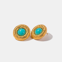 Kenna Artificial Turquoise Stainless Steel Gold-Plated Earrings