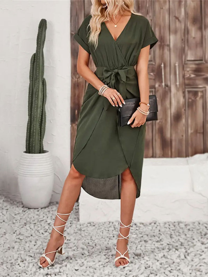 Margo Tied Surplice Short Sleeve Dress