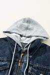 Everly Fake Two-Piece Hooded Zip-Up Denim Jacket