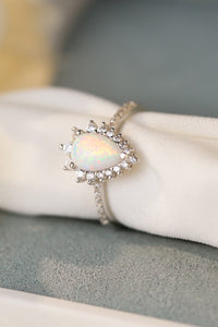 Reign Platinum-Plated Opal Pear Shape Ring