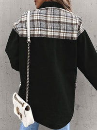 Alaina Plaid Button Up Dropped Shoulder Jacket