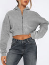 Raven Zip Up Long Sleeve Hooded Cropped Jacket