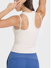 Kamilah Cutout Round Neck Racerback Active Tank