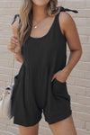 Zoey Scoop Neck Tie Shoulder Romper