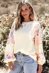 Heaven Printed Round Neck Balloon Sleeve Blouse