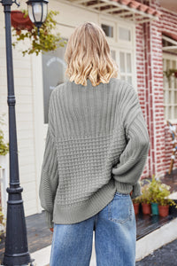 Reagan Ribbed Drop Shoulder Lantern Sleeve Sweater