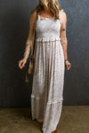 Nala Ruffled Smocked Printed Sleeveless Maxi Dress