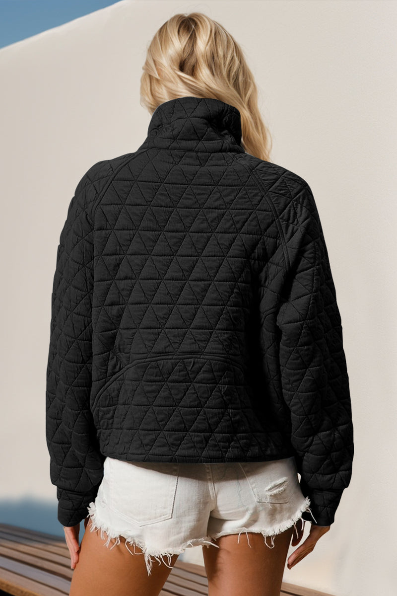 Karina Half Zip Long Sleeve Quilted Sweatshirt with Pocket