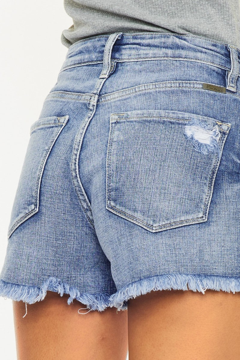 Ellis Distressed Raw Hem Denim Shorts