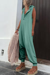 Tyler Half Button Sleeveless Jumpsuit