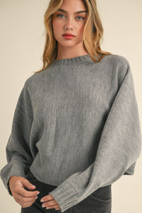 Allie Round Neck Dolman Sleeve Cropped Sweater