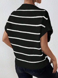 Ruth Striped Round Neck Short Sleeve Knit Top