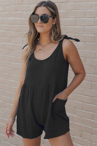 Zoey Scoop Neck Tie Shoulder Romper