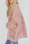 Maeve Openwork Open Front Long Sleeve Cardigan