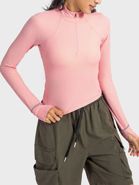 Journee Mock Neck Half Zip Long Sleeve Sport Top