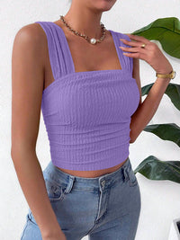 Zaria Textured Square Neck Wide Strap Tank