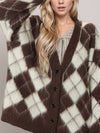 Brielle Plaid V-Neck Button Up Cardigan