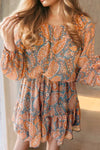 Belle Ruffle Hem Printed Long Sleeve Dress