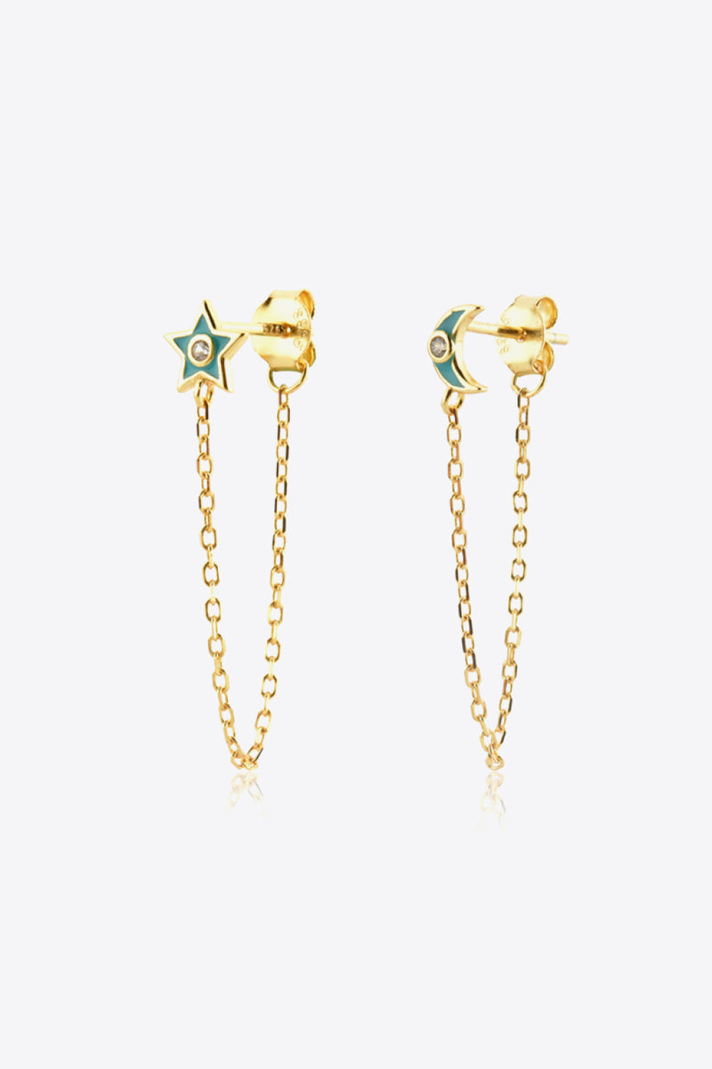 Anaya Zircon Star and Moon Mismatched Earrings