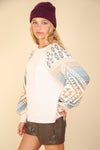 Elliott Printed Long Sleeve Round Neck Knit Top