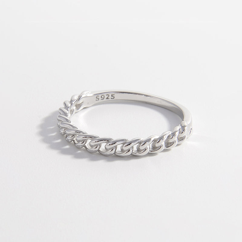 Nellie 925 Sterling Silver Curb Chain Ring