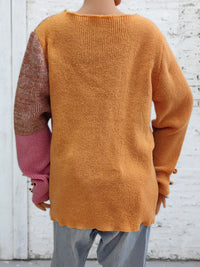 Lily Color Block Decorative Button Long Sleeve Sweater