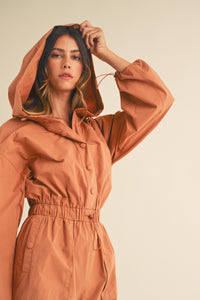 Cassidy Snap Down Long Sleeve Hooded Romper