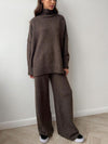 Reese Slit Turtleneck Long Sleeve Top and Pants Sweater Set