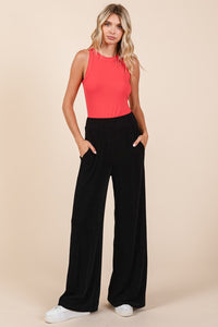 Zhuri Elastic Waist Pants with Side Pockets